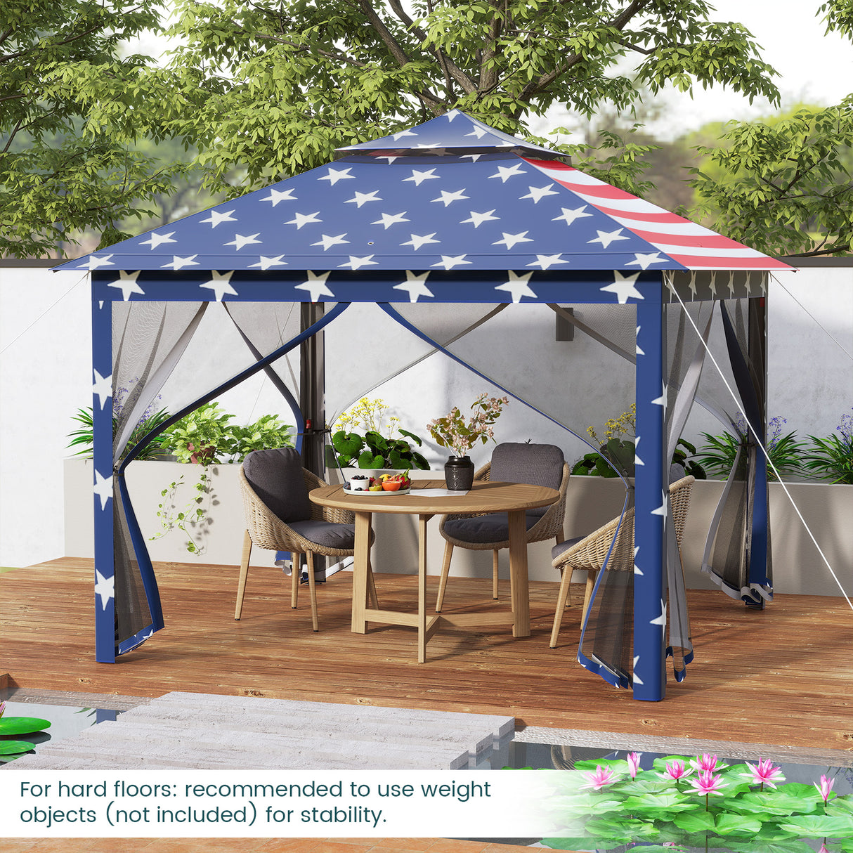 11 x 11 Feet 2-Tier Pop-Up Gazebo Tent Portable Canopy Shelter Carry Bag Mesh-Blue