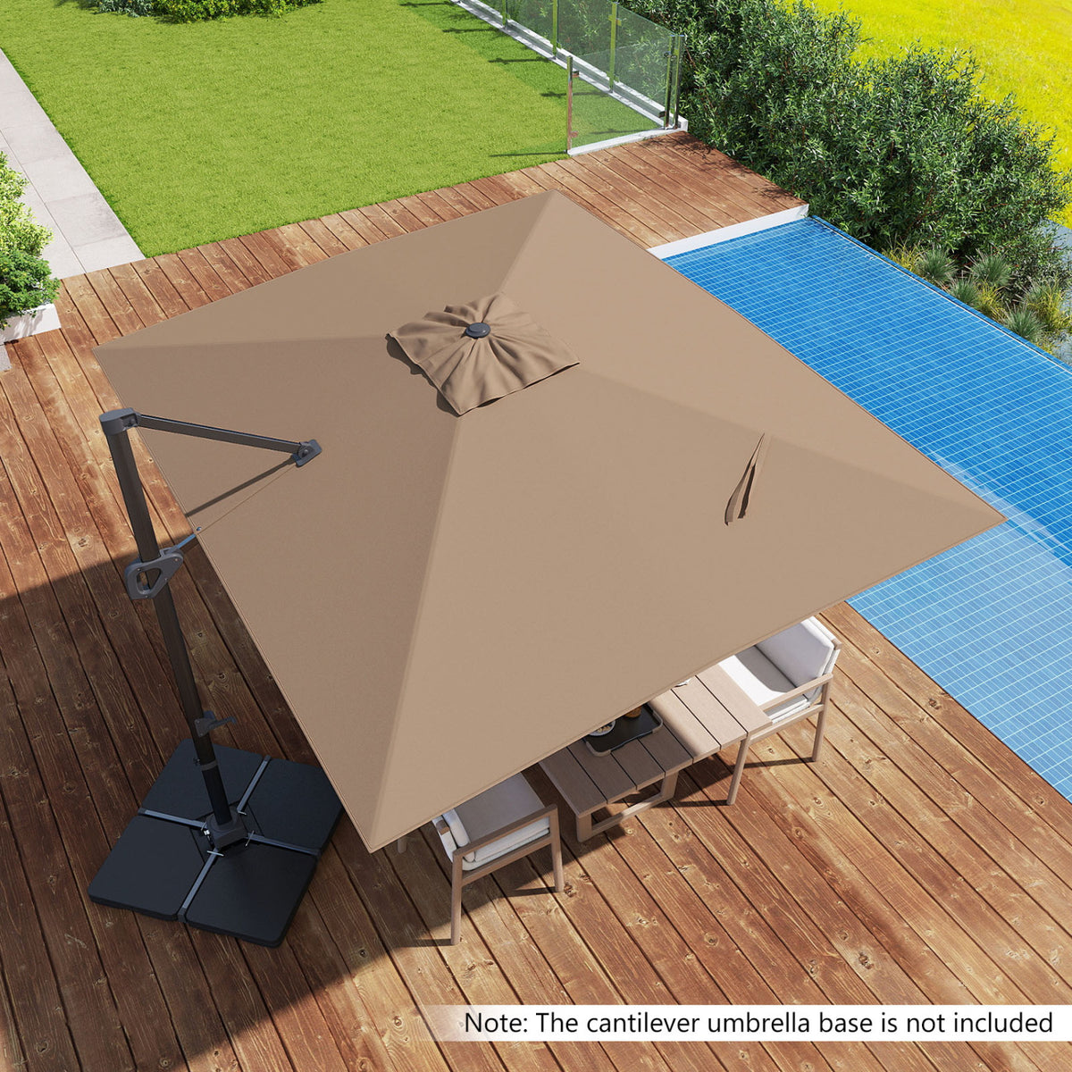 11 x 9 FT Cantilever Patio Umbrella with 360° Rotation and Easy Tilt Adjustment-Brown
