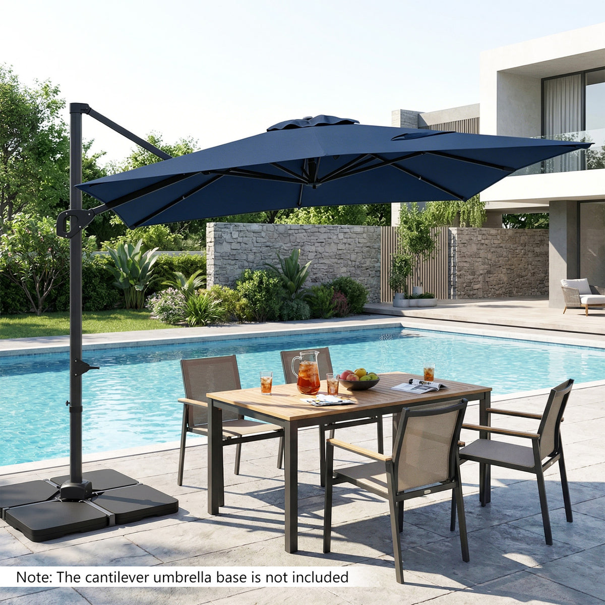 11 x 9 FT Cantilever Patio Umbrella with 360° Rotation and Easy Tilt Adjustment-Navy
