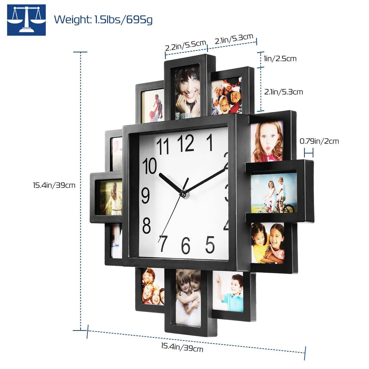 12-Picture Display Wall Clock