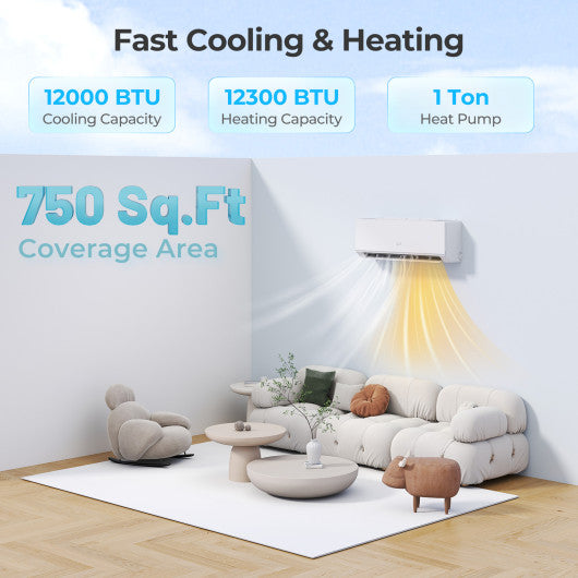Energy Star Certified 12000 BTU 24 SEER2 208-230V Ductless Mini Split Air Conditioner and Heater WiFi Enabled