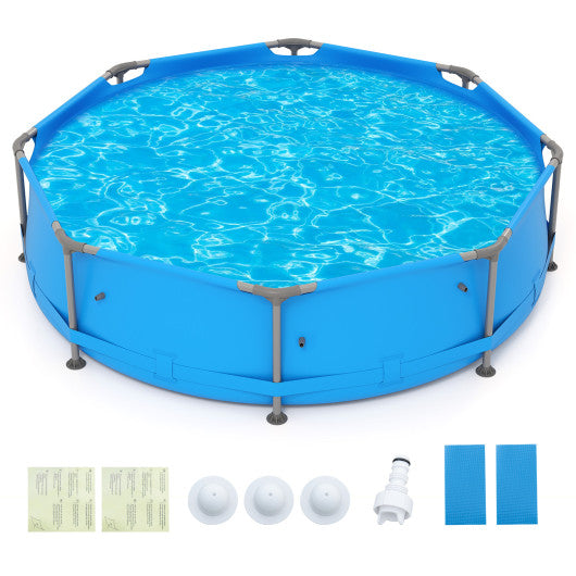 690/978/1158/1617 Gal Outdoor Family Swimming Pool with Metal Frame-10 x 10 ft