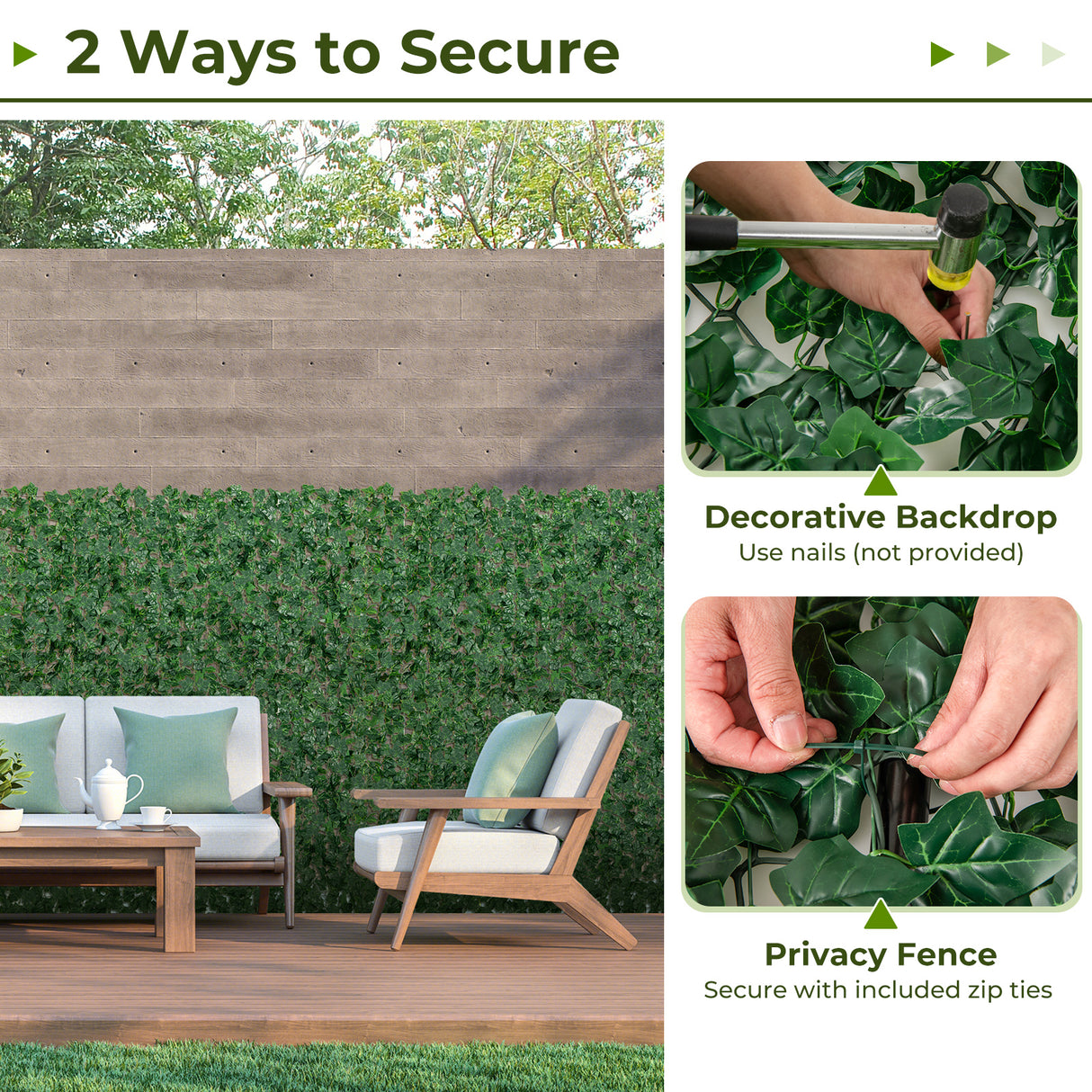 120 x 40 Inch Artificial Ivy Privacy Fence
