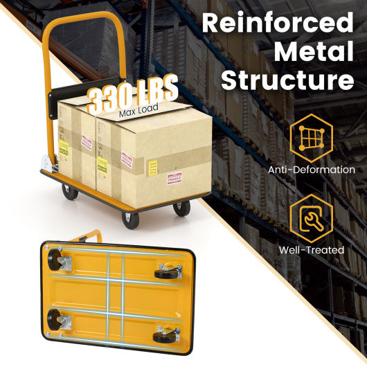 Platform Cart Dolly Foldable Warehouse Push Hand Truck-Black