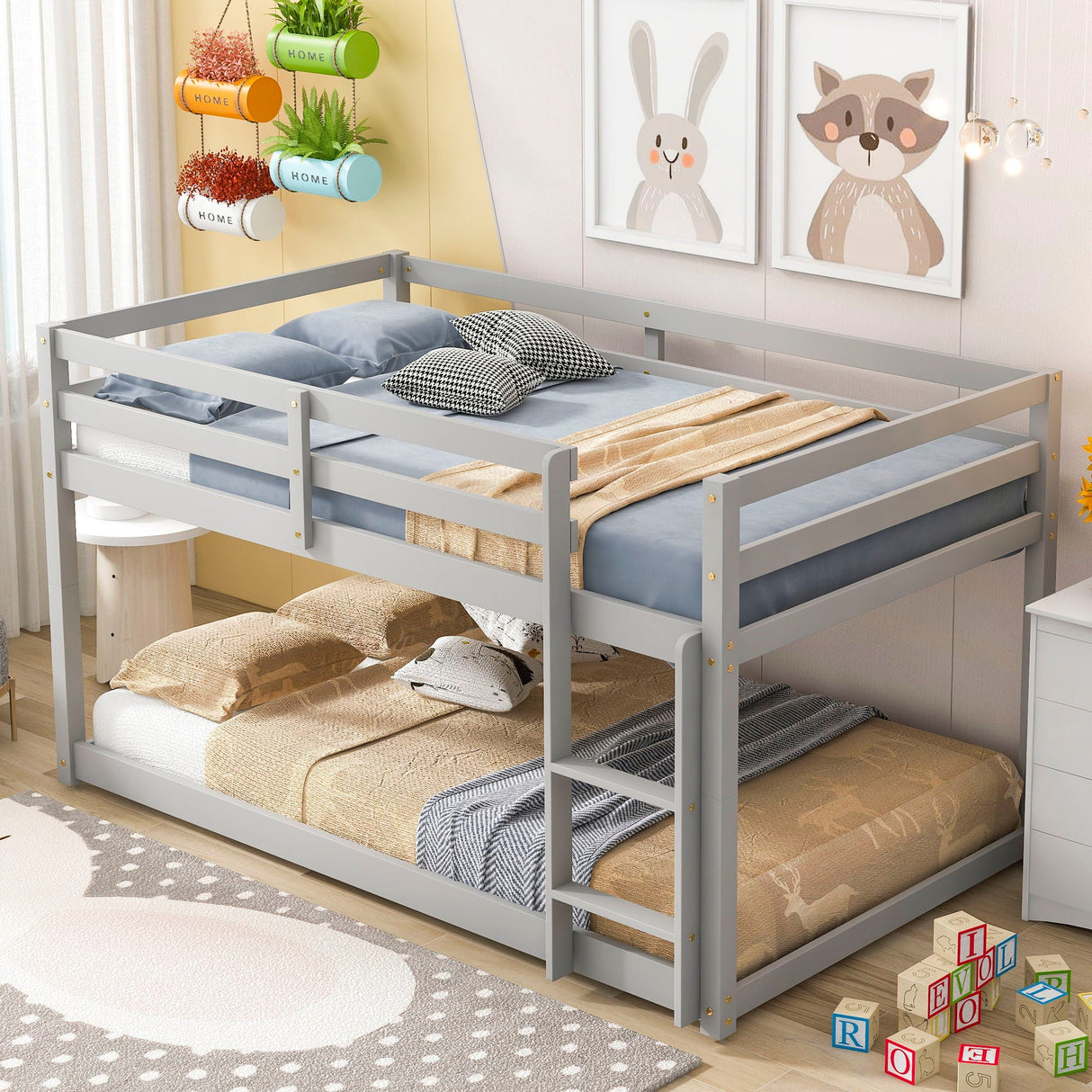 Twin Over Twin Floor Bunk Bed by Couch.com