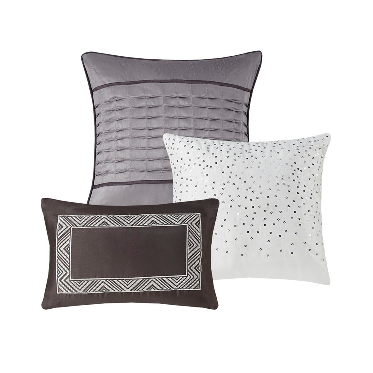 7 Piece Jacquard Comforter Set Grey Taupe King