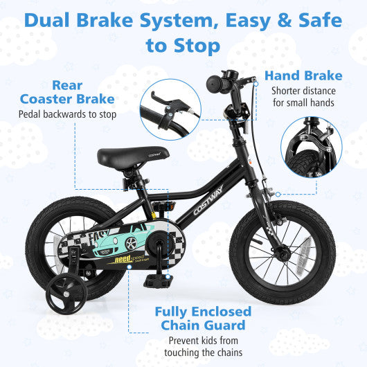 12 Inch Kids Bike Adjustable for 3-4 Years Old with Low-Step Frame