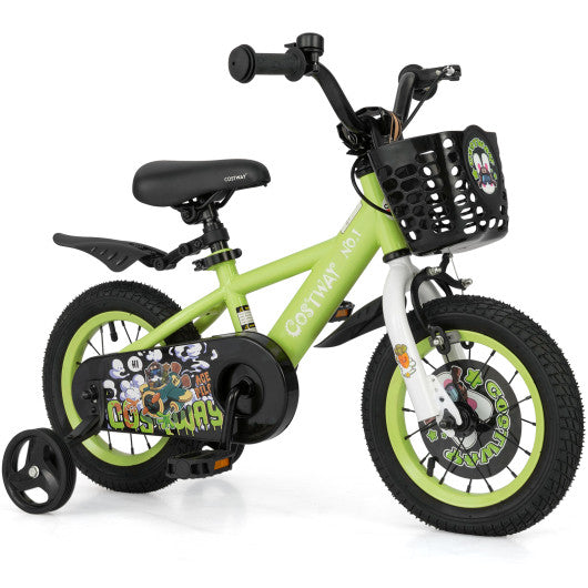 12 Inch Kids Bike Adjustable with Detachable Training Wheels for 3-4 Years Old-12 inches