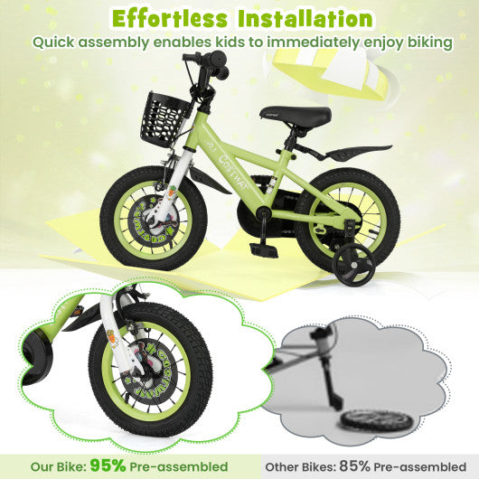 12 Inch Kids Bike Adjustable with Detachable Training Wheels for 3-4 Years Old-12 inches