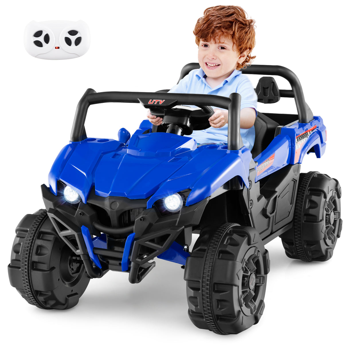 12V Battery Powered Electric Vehicle with Remote Control and 3 Speeds-Blue