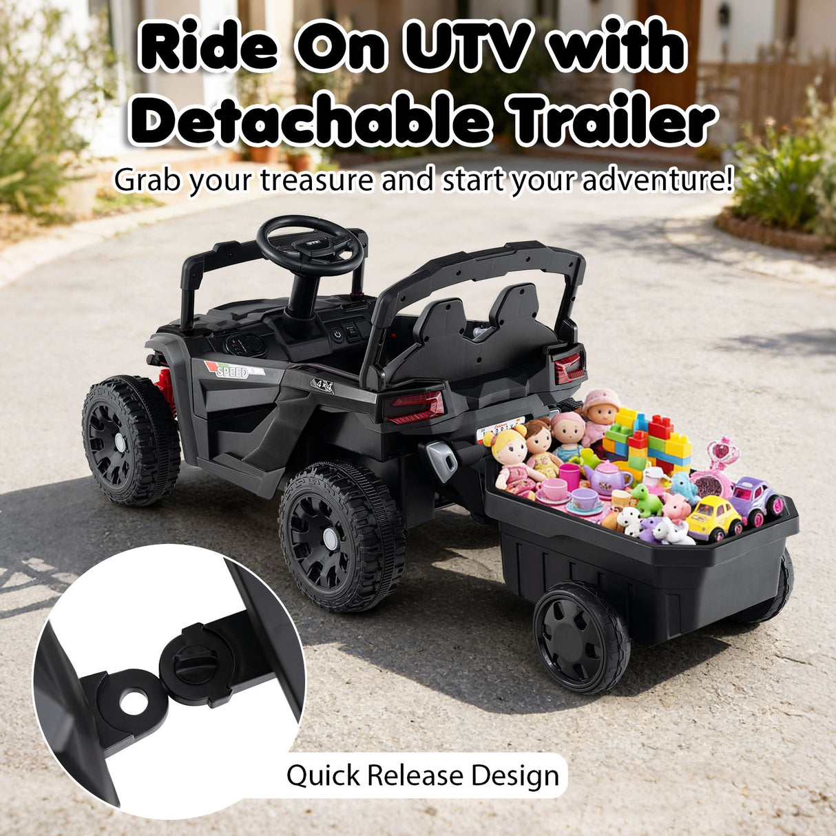 12V Battery Powered Ride On Tractor with Parent Remote Control-Dark Gray
