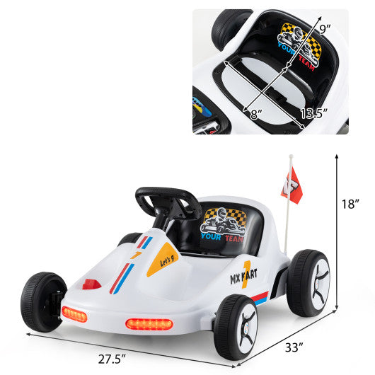 12V Electric Go Kart for Kids Race Toy with Remote Control and Music-White