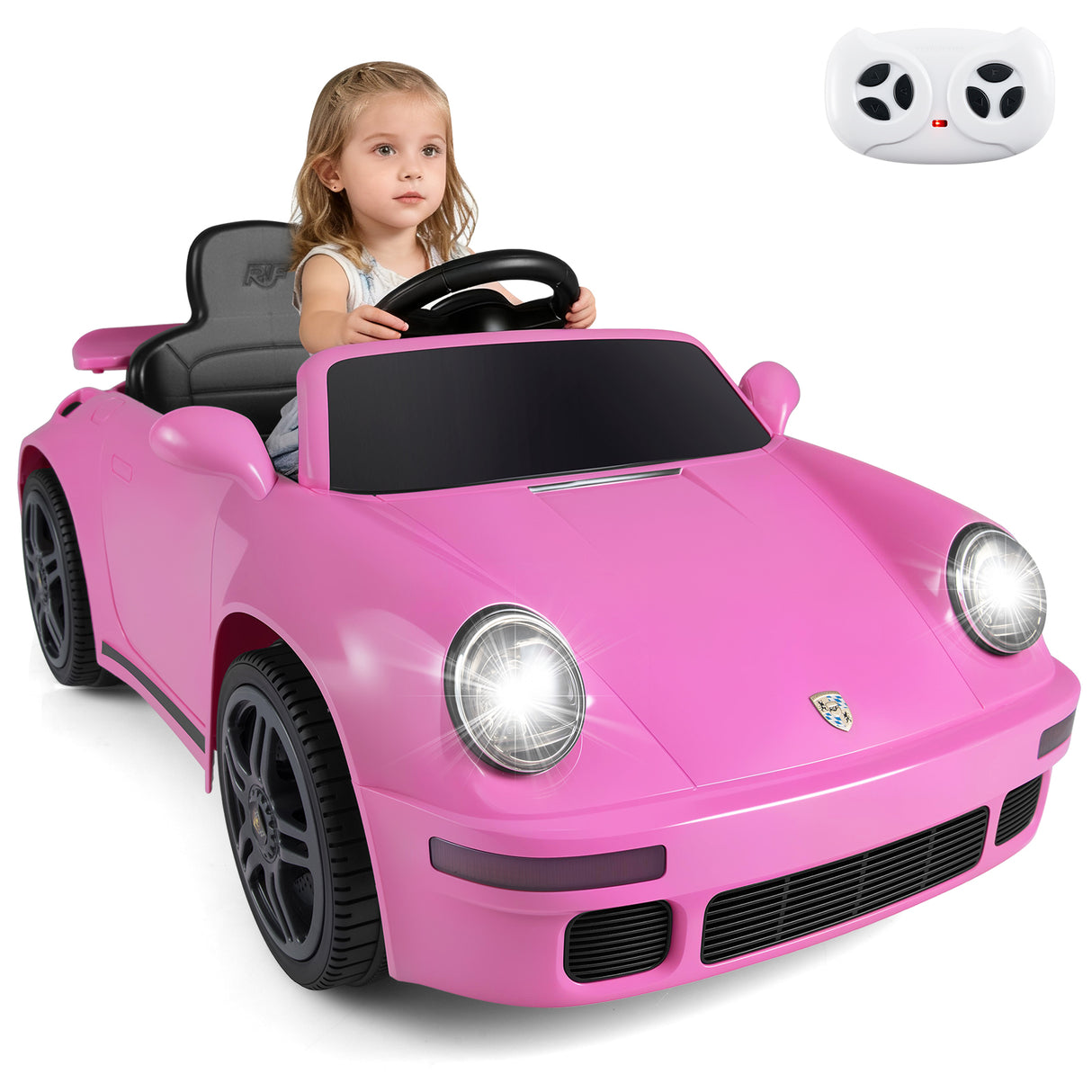 12V Electric Ride On Car Licensed RUF CTR with Remote Control and Music-Pink