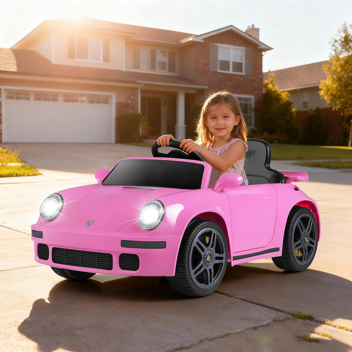 12V Electric Ride On Car Licensed RUF CTR with Remote Control and Music-Pink