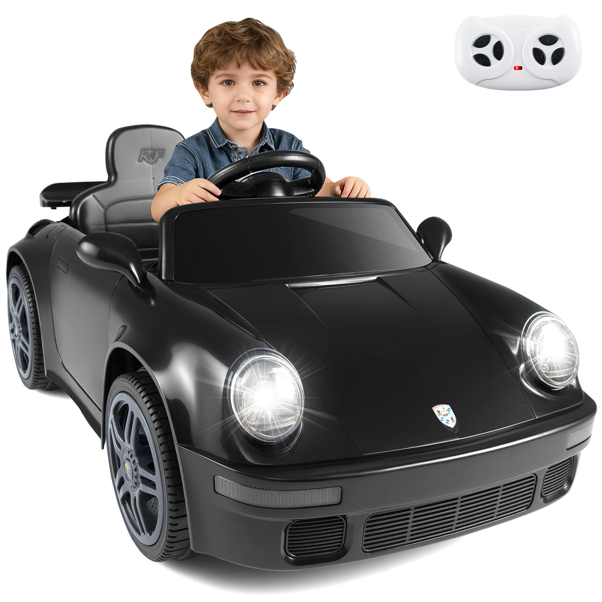 12V Electric Ride On Car Licensed RUF CTR with Remote Control and Music-Black
