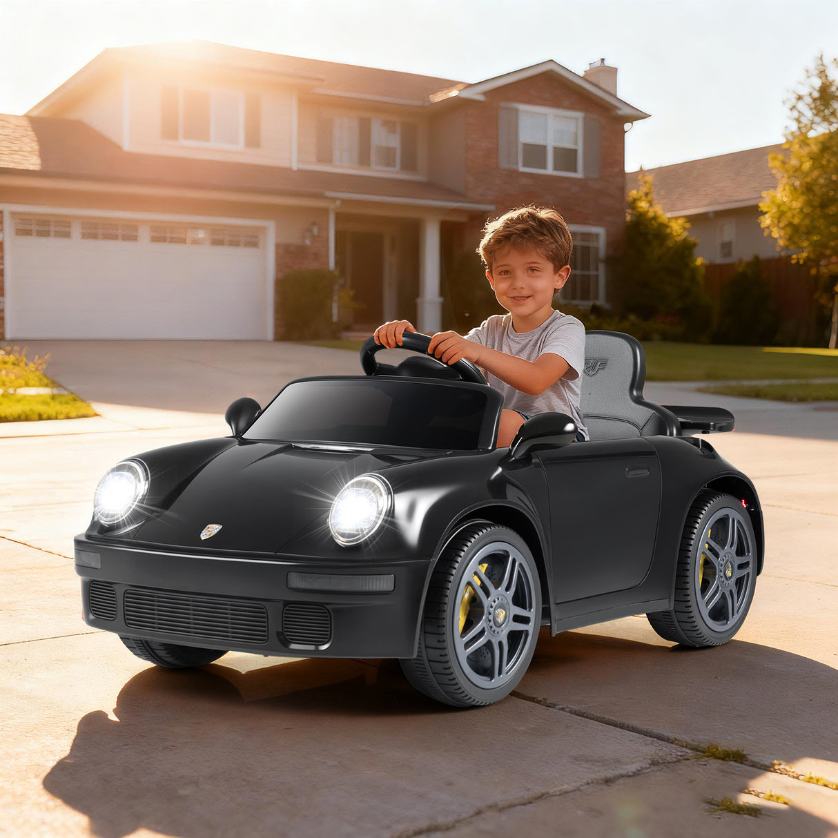 12V Electric Ride On Car Licensed RUF CTR with Remote Control and Music-Black