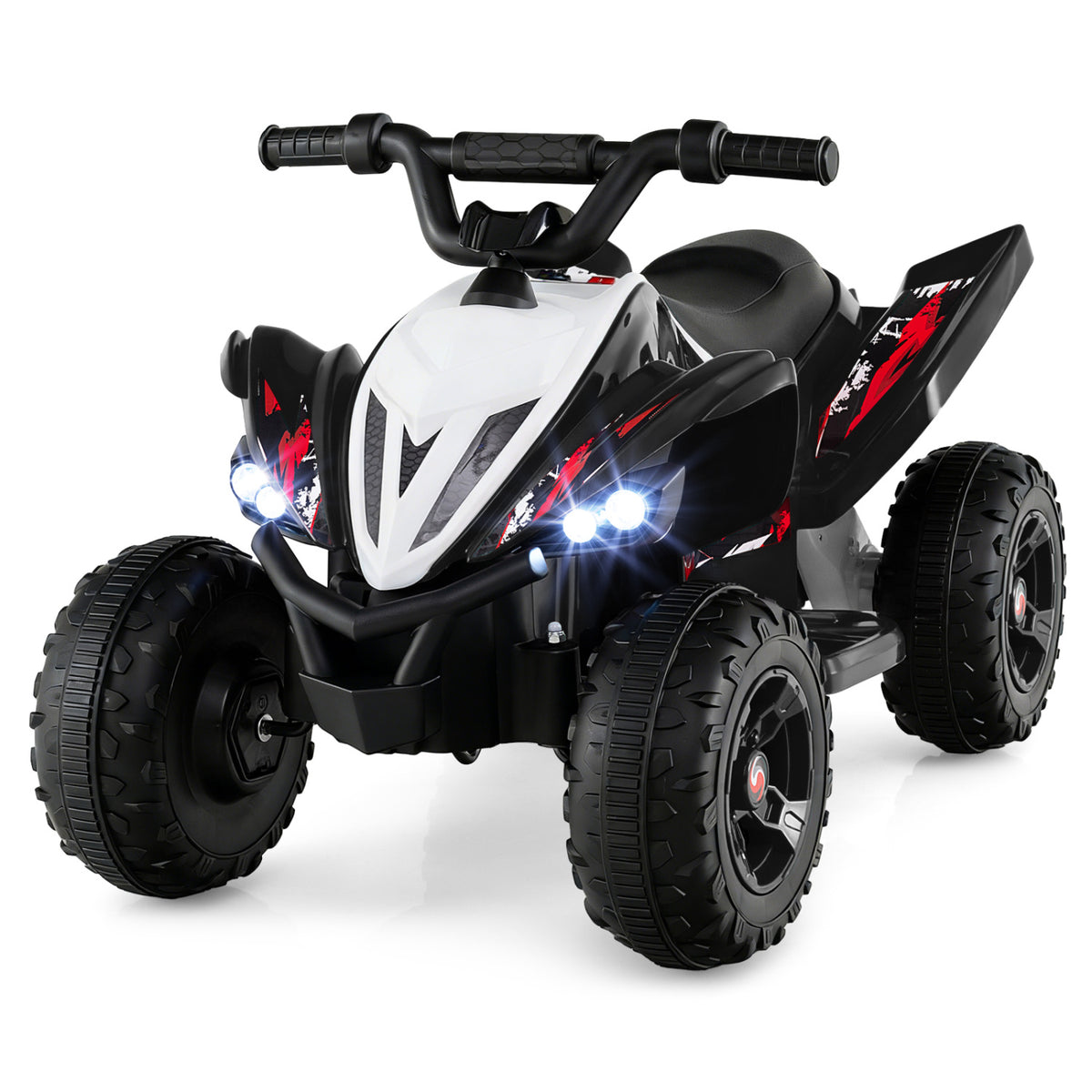 12V Kids Ride On ATV 4-Wheeler Quad with LED Lights and 7 mph Max Speed-Black