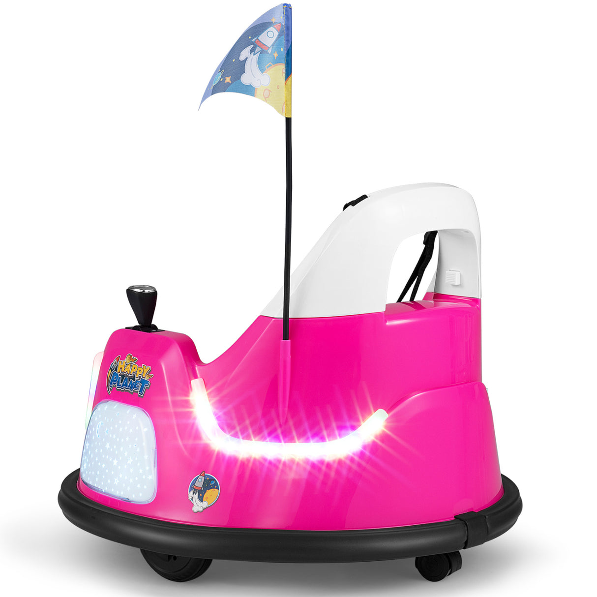 12V Kids Ride On Bumper Car with Remote Control and Flashing Lights-Pink