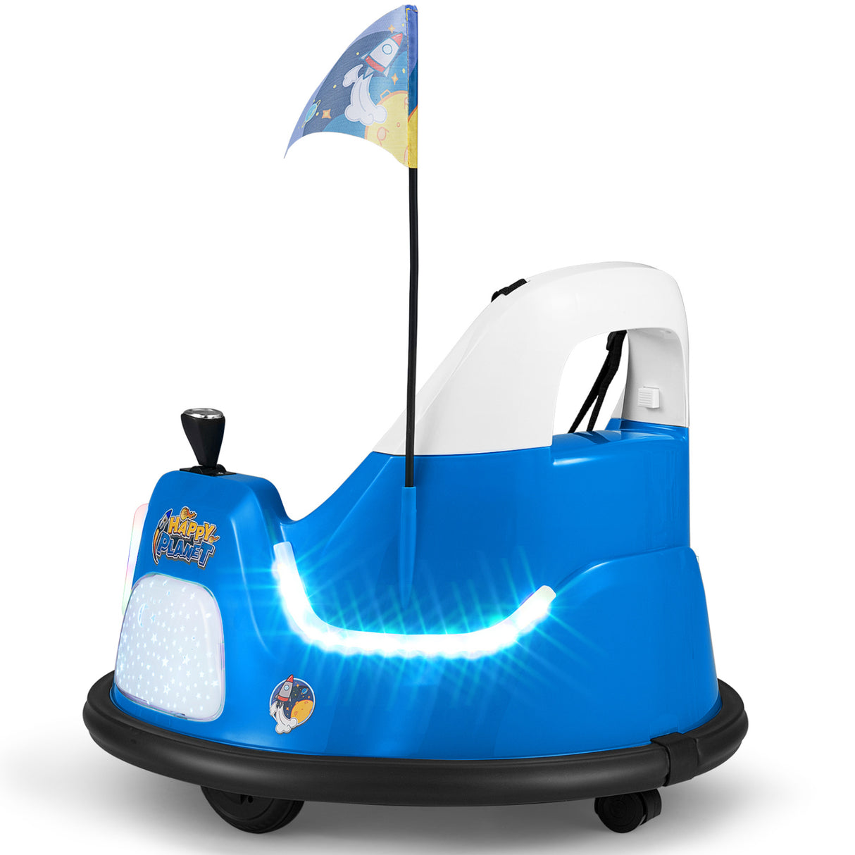 12V Kids Ride On Bumper Car with Remote Control and Flashing Lights-Blue