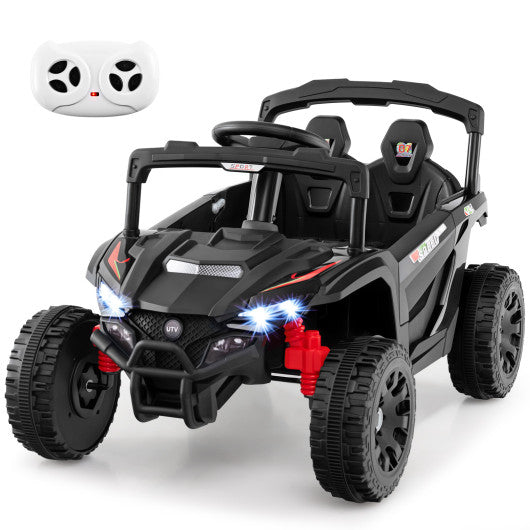 12V Kids Ride On Car UTV Electric Vehicle with LED Lights  Music and Horn-Black