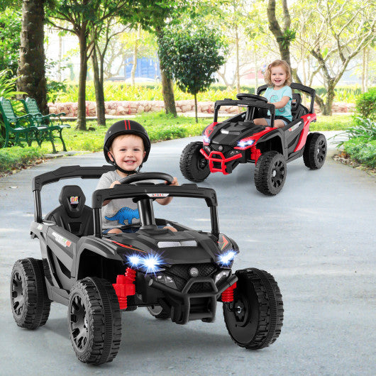 12V Kids Ride On Car UTV Electric Vehicle with LED Lights  Music and Horn-Black