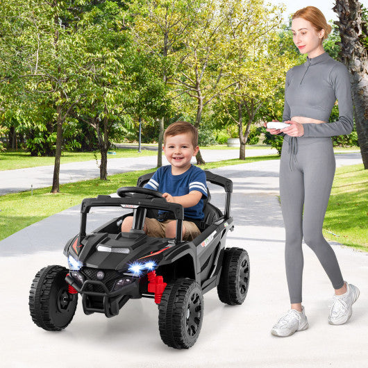 12V Kids Ride On Car UTV Electric Vehicle with LED Lights  Music and Horn-Black