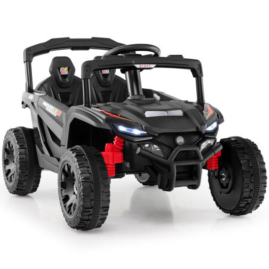 12V Kids Ride On Car UTV Electric Vehicle with LED Lights  Music and Horn-Black