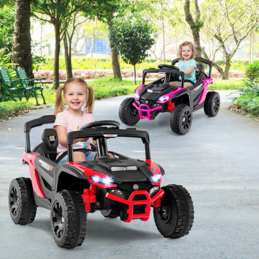 12V Kids Ride On Car UTV Electric Vehicle with LED Lights  Music and Horn-Red
