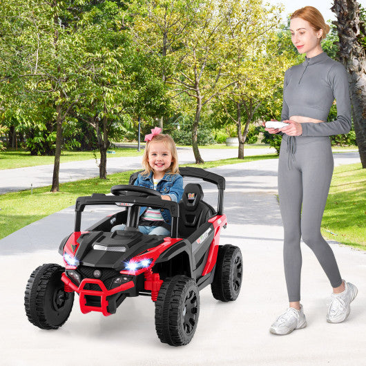 12V Kids Ride On Car UTV Electric Vehicle with LED Lights  Music and Horn-Red