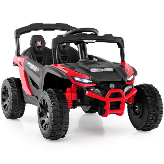 12V Kids Ride On Car UTV Electric Vehicle with LED Lights  Music and Horn-Red