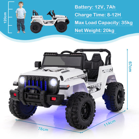 12V Kids Ride-on Jeep Car with 2.4 G Remote Control-White