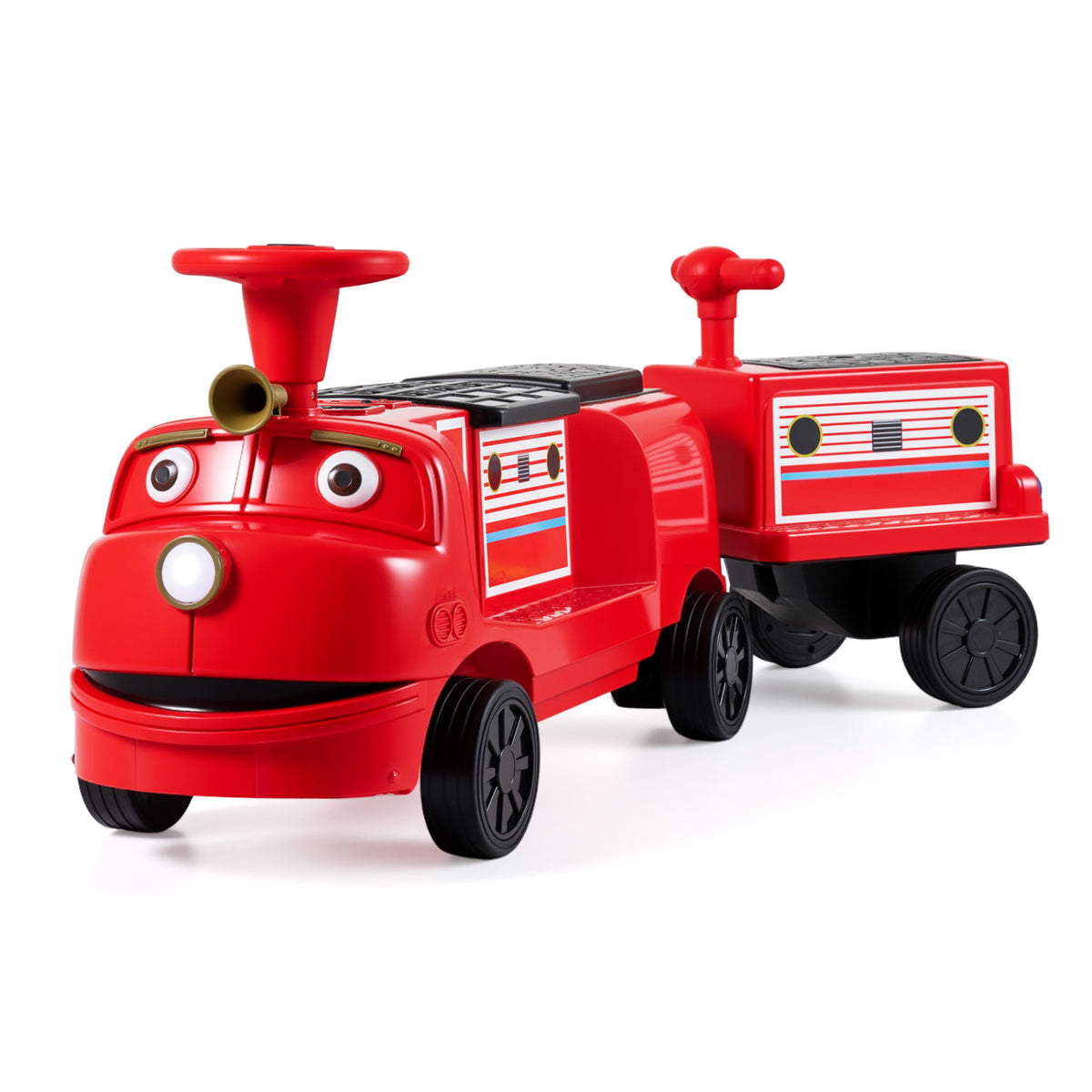 12V Kids Ride on Train 3-Seater with Detachable Carriage Licensed Chuggington-Red