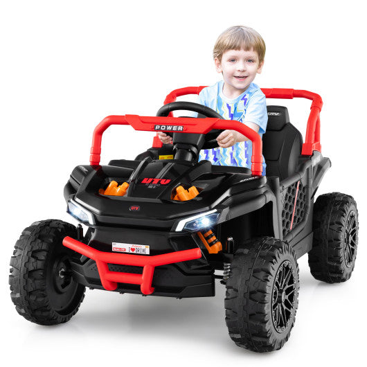 12V Kids Ride on Truck Off-Road UTV with Parental Remote and Lights-Black
