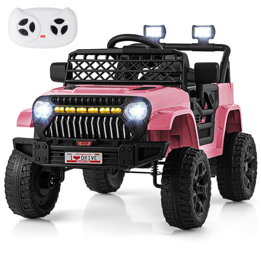 12V Kids Ride on Truck Car with Parental Remote and Music Player-Pink