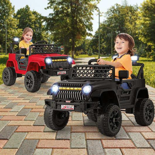 12V Kids Ride on Truck Car with Parental Remote and Music Player-Red