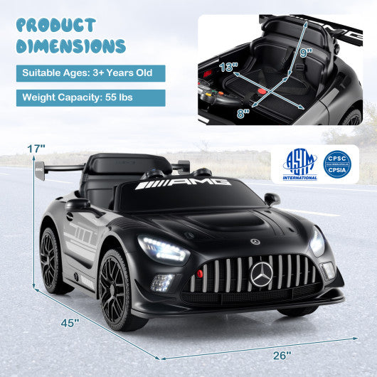 12V Kids Ride-On Car Mercedes-AMG GT3 Licensed with Adjustable Speed-Black
