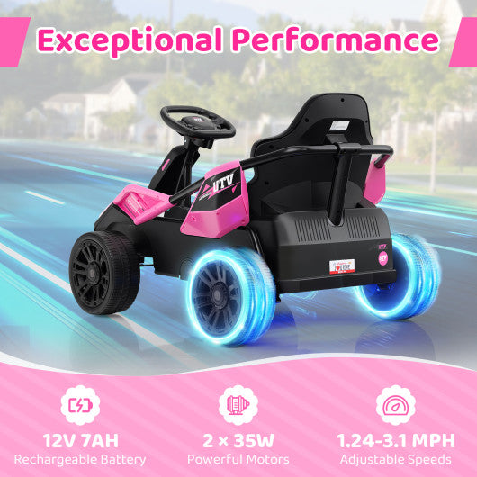 12V Ride on Car Electric UTV with Remote and Music for Big Kids-Pink
