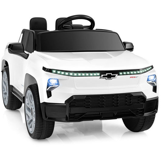 12V Ride on Car Truck Licensed Chevrolet with Remote Control Gift for 3+-White