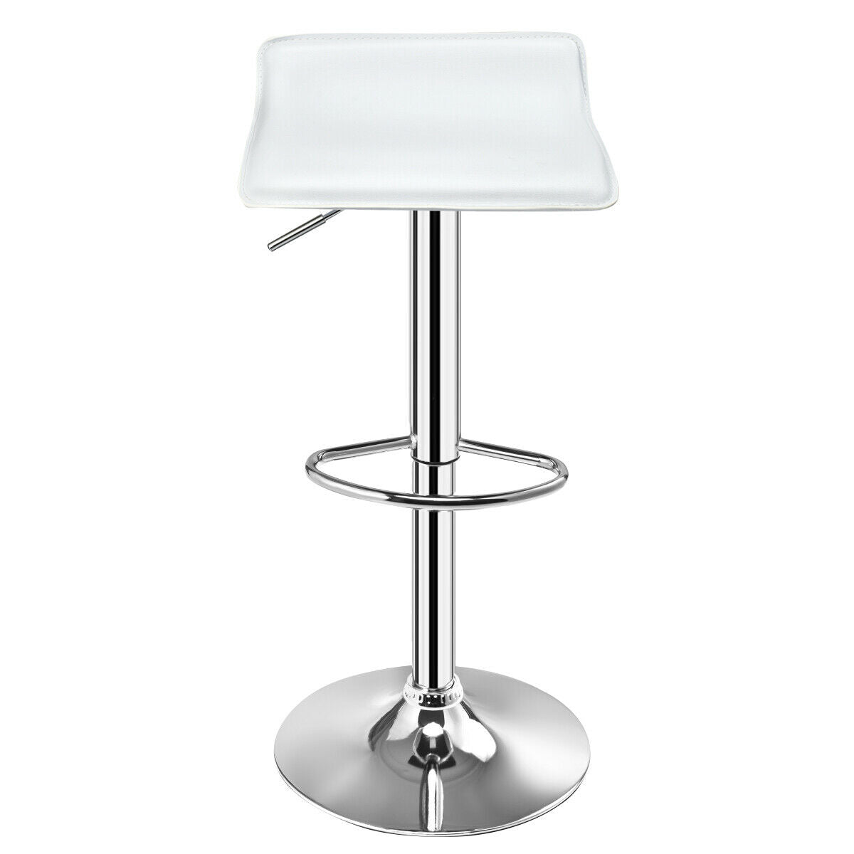 Set of 2 Adjustable PU Leather Backless Bar Stools-Black