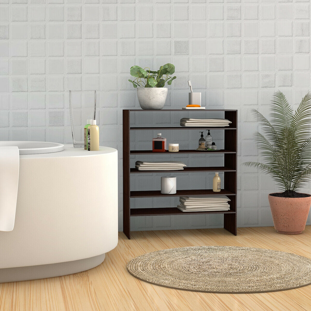 3 Pieces 31-Inch Stackable Multi-Shape Shoe Rack-White