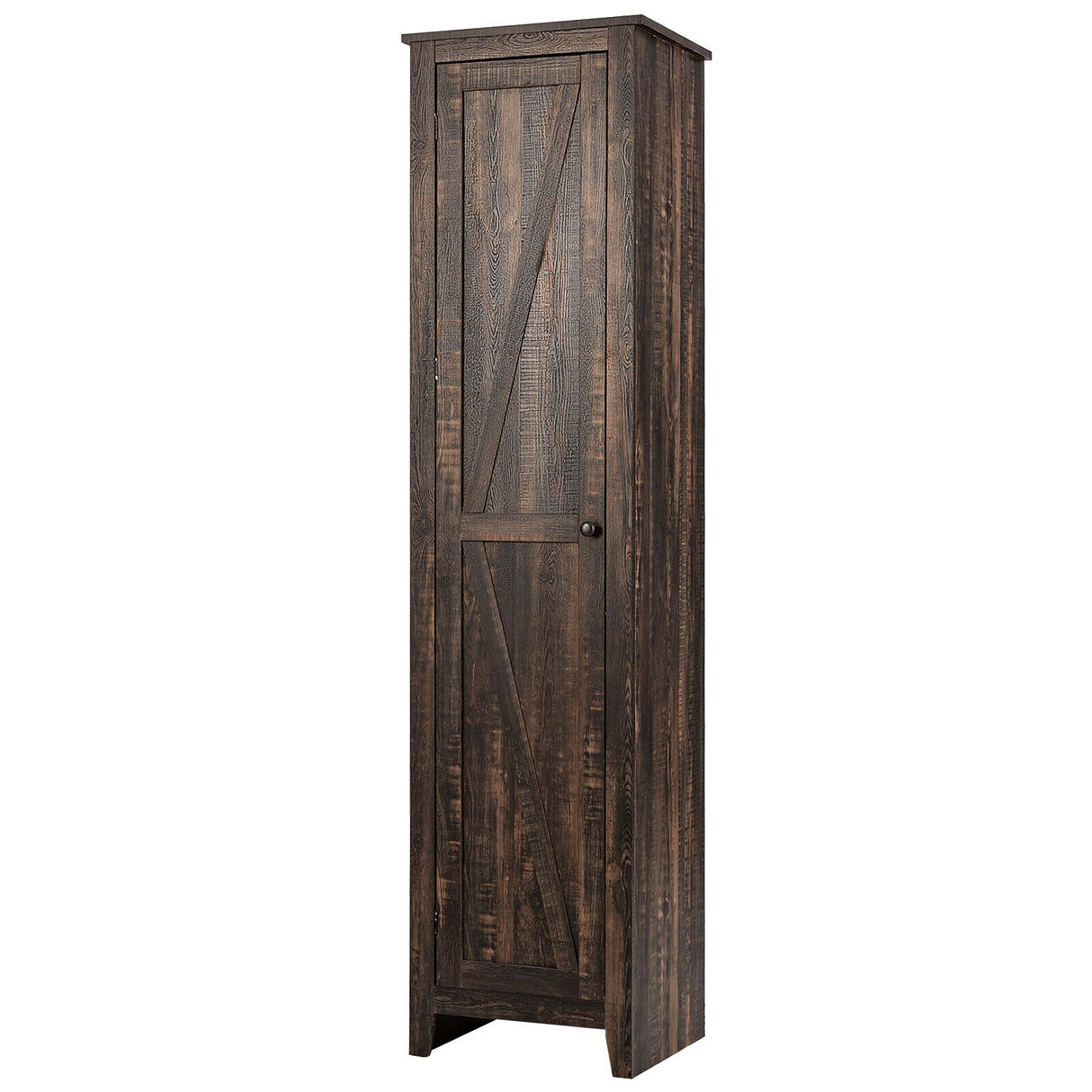 Linen Tower Bathroom Storage Cabinet Tall Slim Side Organizer with Shelf-Black