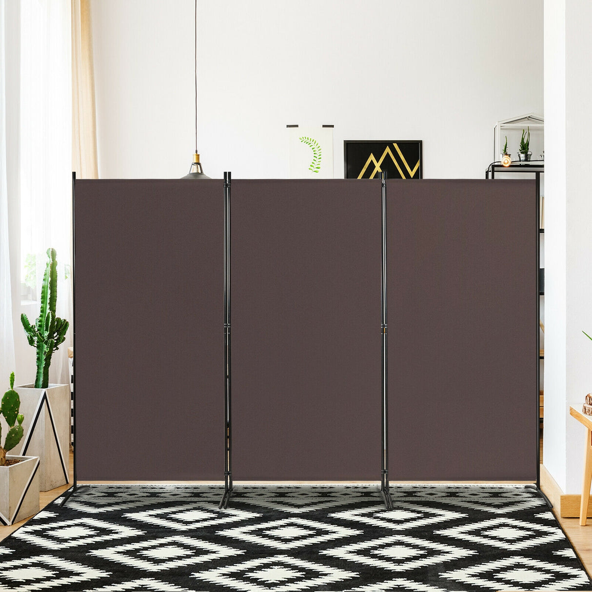 3-Panel Room Divider Folding Privacy Partition Screen for Office Room-White