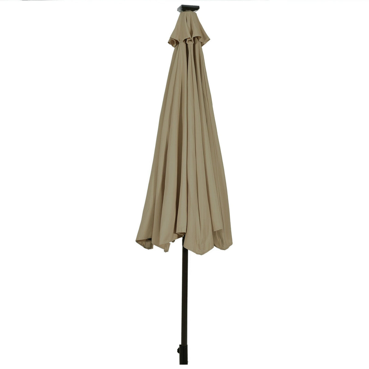 10' Solar LED Lighted Patio Market Umbrella Shade Tilt Adjustment Crank-Tan by DirectDeals