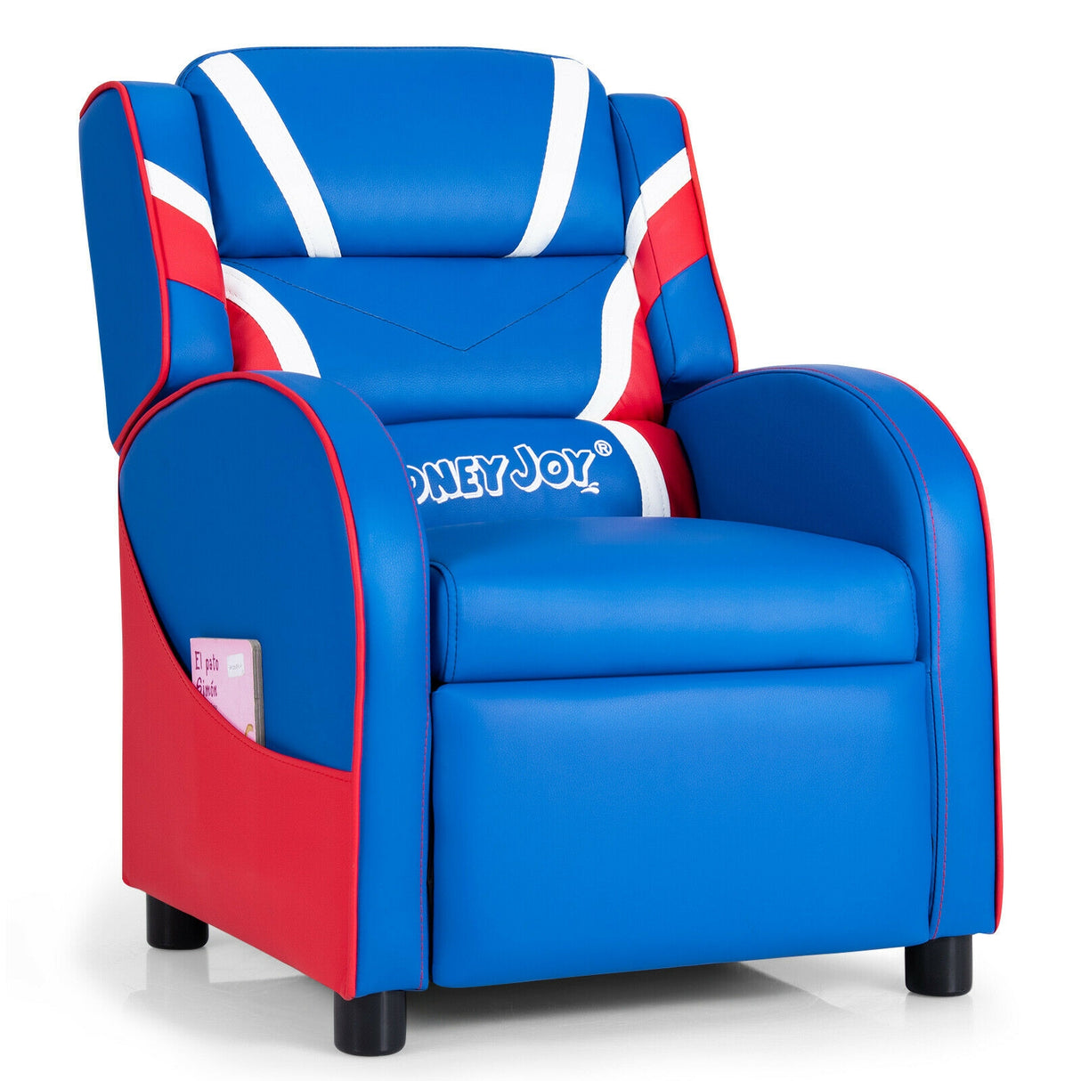 Kids Leather Recliner Chair with Side Pockets-Pink