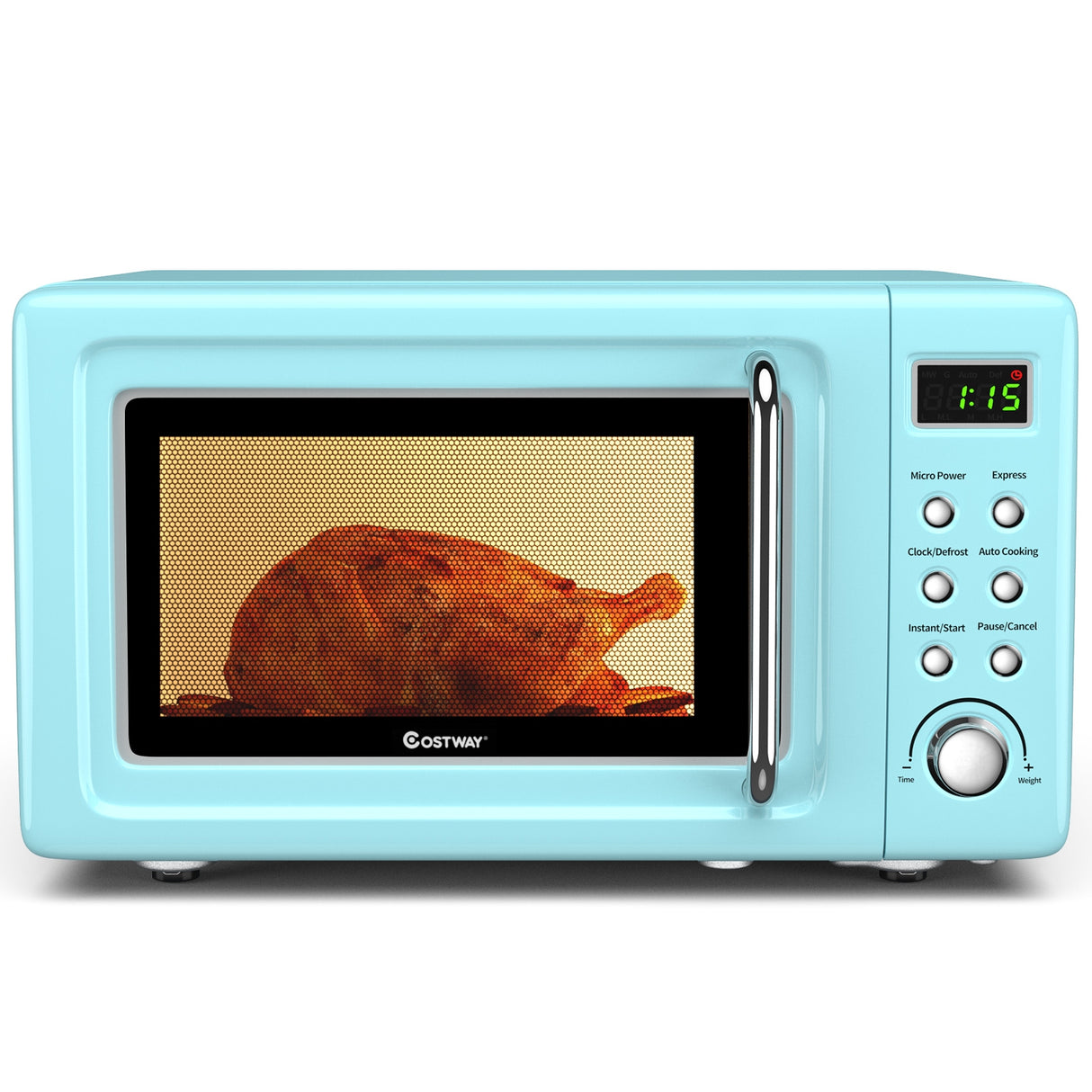 700W Retro Countertop Microwave Oven with 5 Micro Power and Auto Cooking Function-White