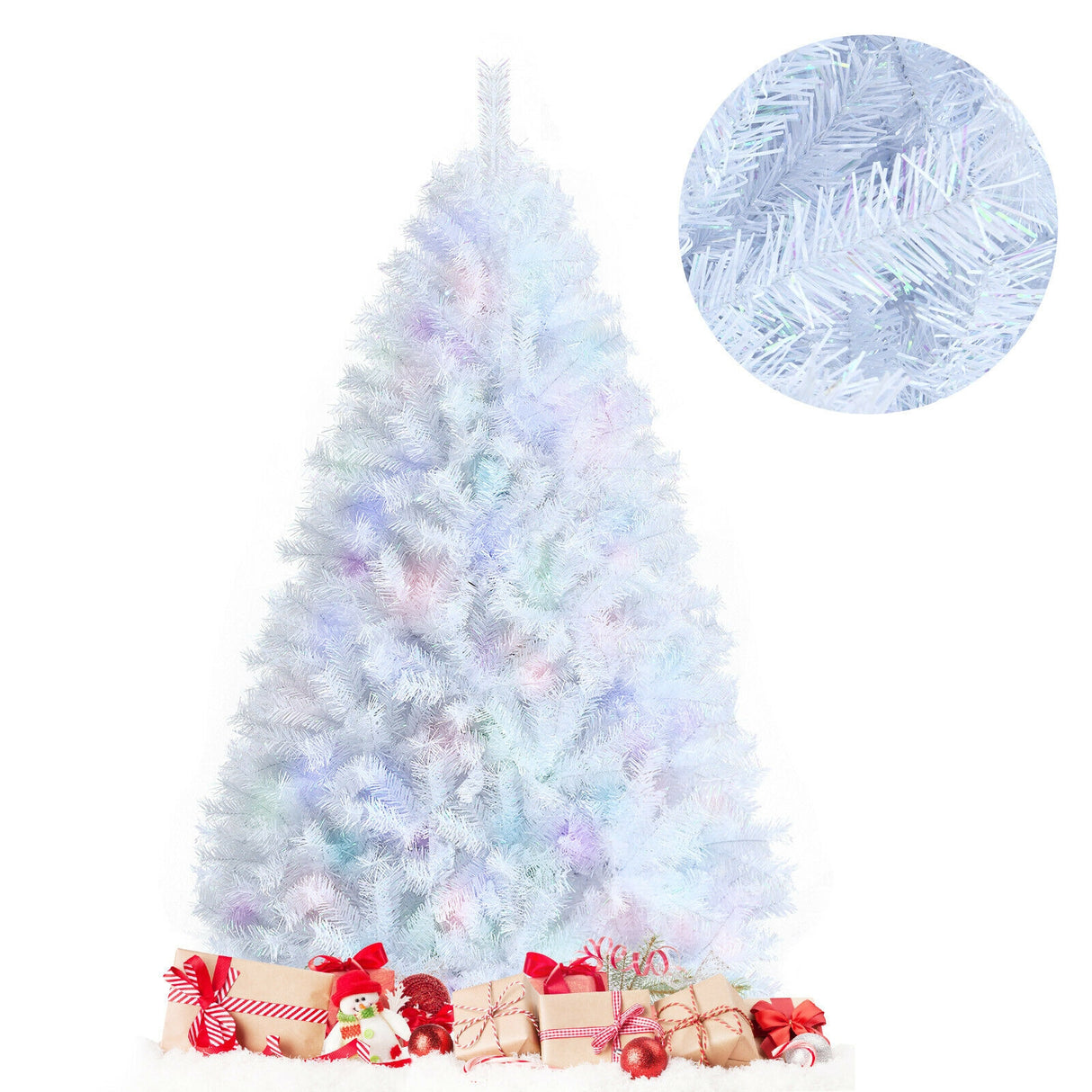 7 Feet White Iridescent Tinsel Artificial ‚Christmas Tree with Metal Stand