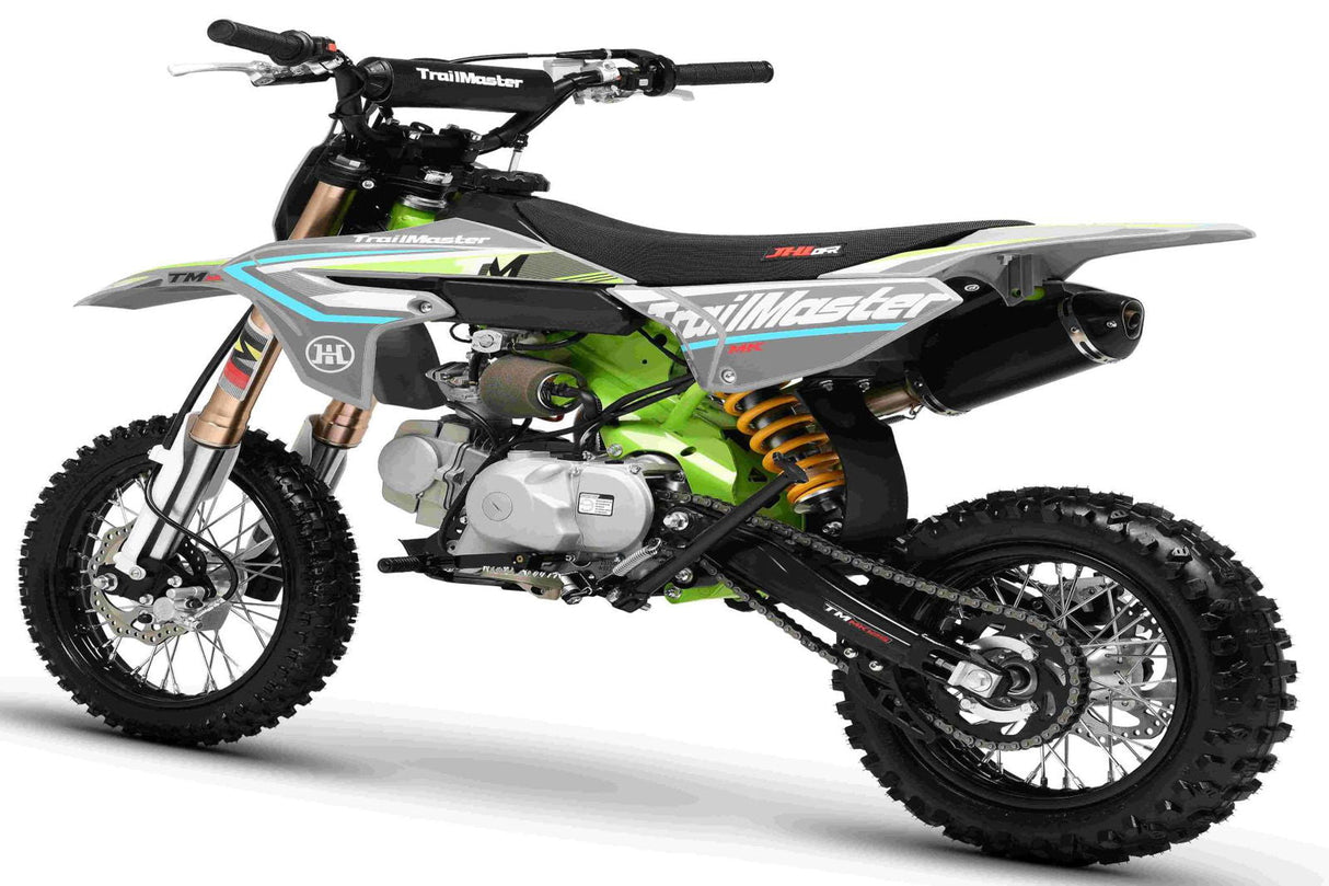 TrailMaster MK125S Pro Series Dirt Bike, 4-Speed Semi-Automatic, Electric Start, Dual Disc Brakes, (14/12) Wheels