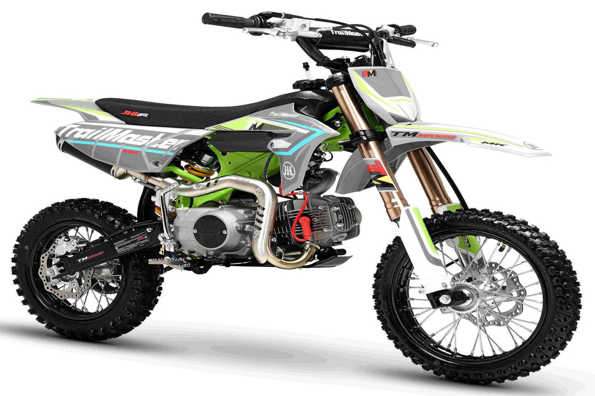 TrailMaster MK125S Pro Series Dirt Bike, 4-Speed Semi-Automatic, Electric Start, Dual Disc Brakes, (14/12) Wheels