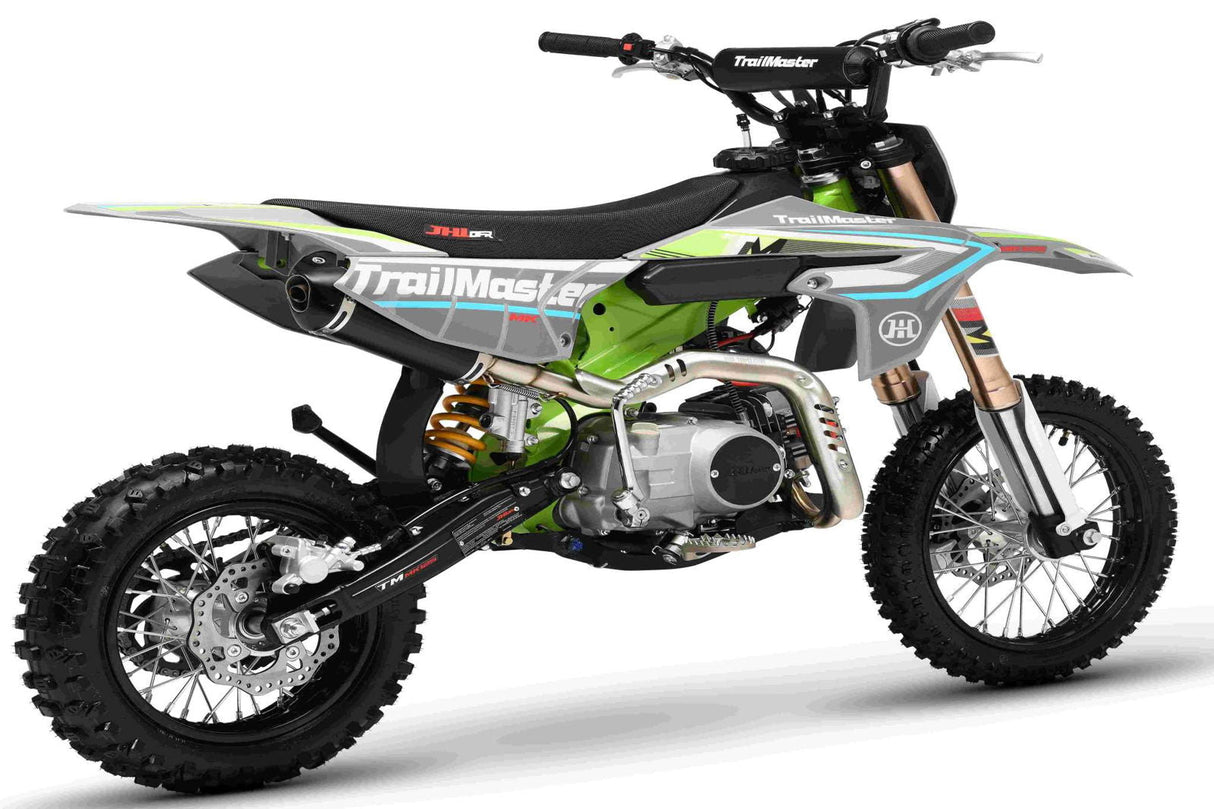 TrailMaster MK125S Pro Series Dirt Bike, 4-Speed Semi-Automatic, Electric Start, Dual Disc Brakes, (14/12) Wheels