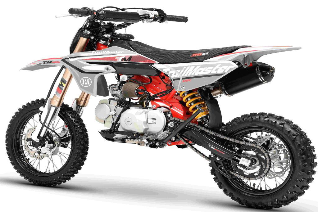 TrailMaster MK125S Pro Series Dirt Bike, 4-Speed Semi-Automatic, Electric Start, Dual Disc Brakes, (14/12) Wheels